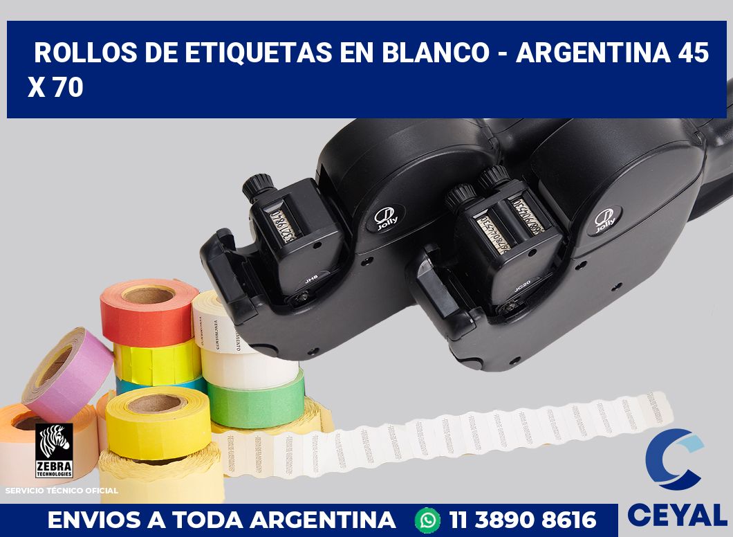 Rollos de etiquetas en blanco - Argentina 45 x 70