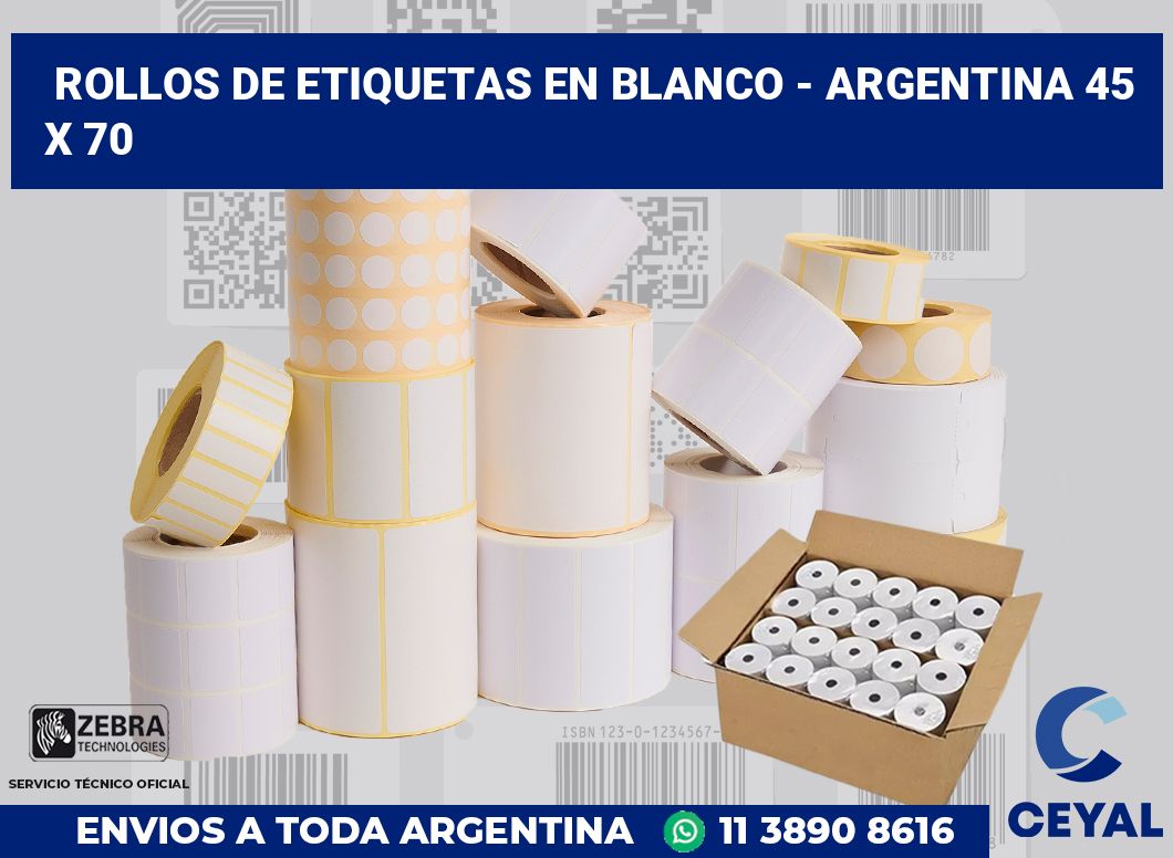 Rollos de etiquetas en blanco – Argentina 45 x 70