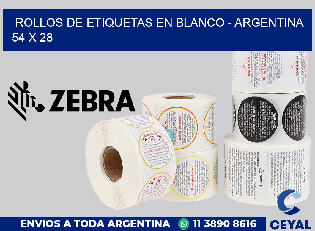 Rollos de etiquetas en blanco - Argentina 54 x 28