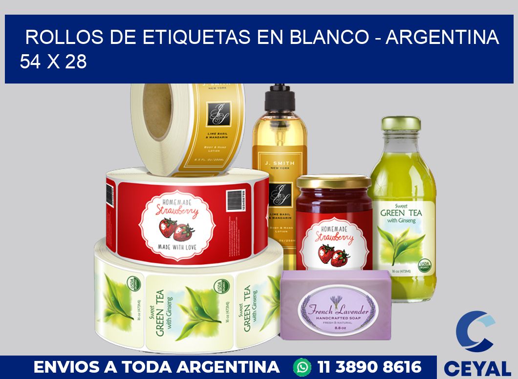 Rollos de etiquetas en blanco – Argentina 54 x 28