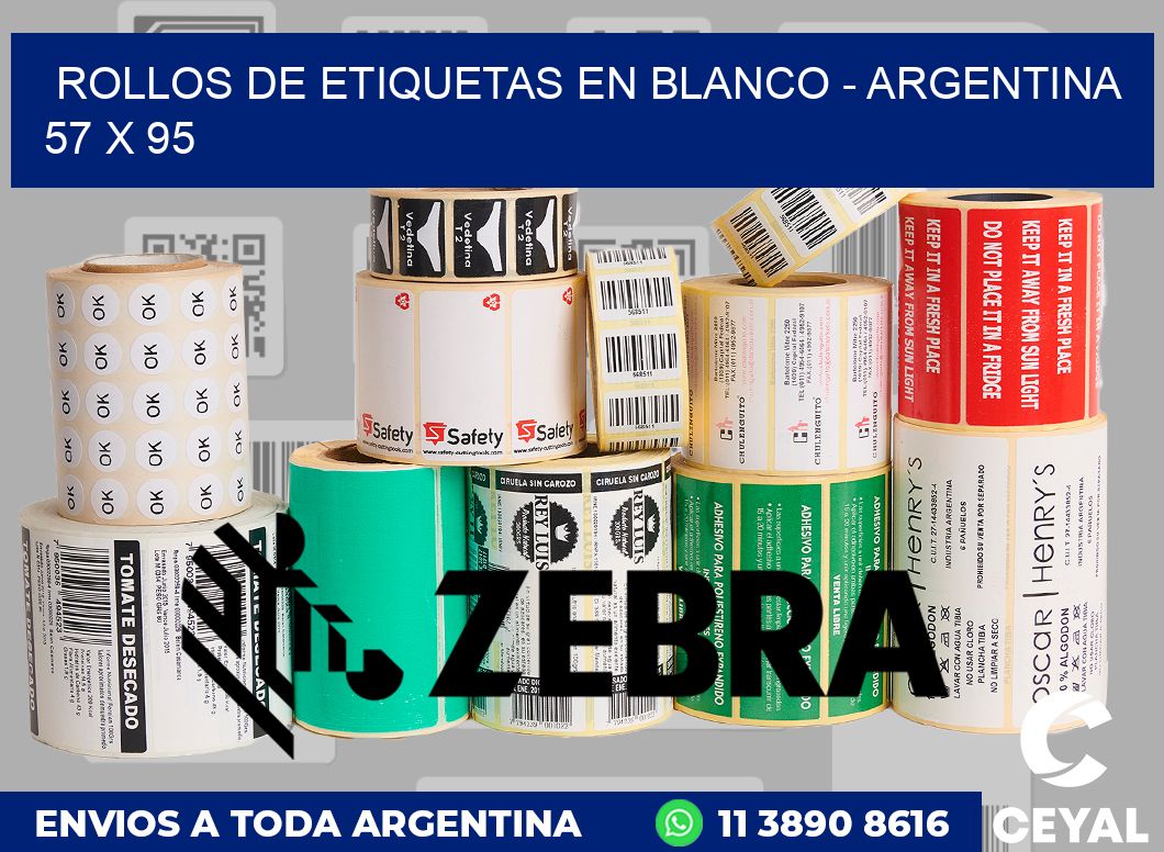 Rollos de etiquetas en blanco - Argentina 57 x 95