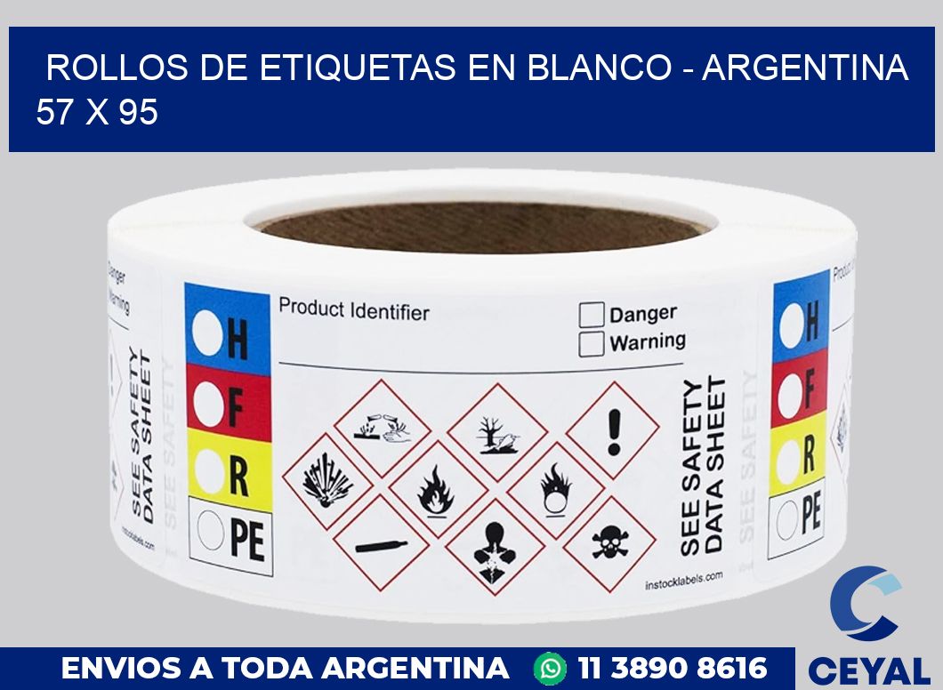 Rollos de etiquetas en blanco – Argentina 57 x 95