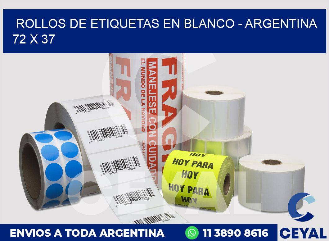 Rollos de etiquetas en blanco - Argentina 72 x 37