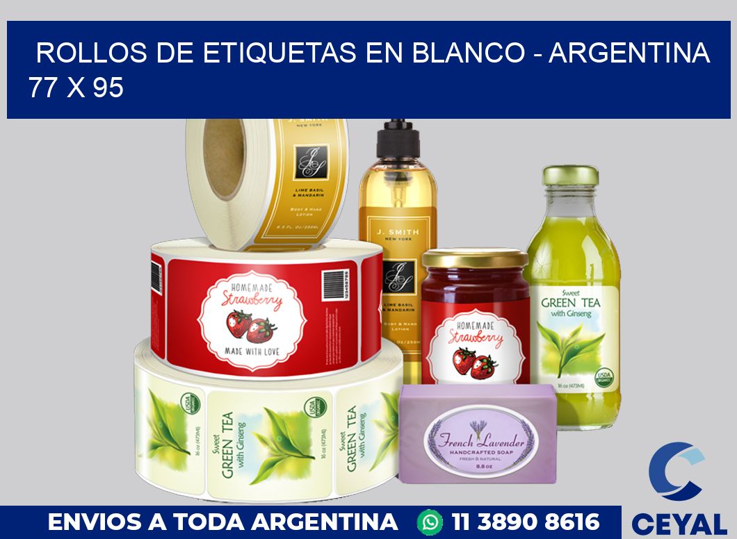 Rollos de etiquetas en blanco – Argentina 77 x 95