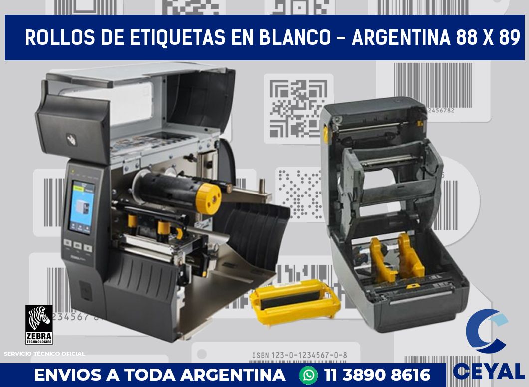 Rollos de etiquetas en blanco - Argentina 88 x 89