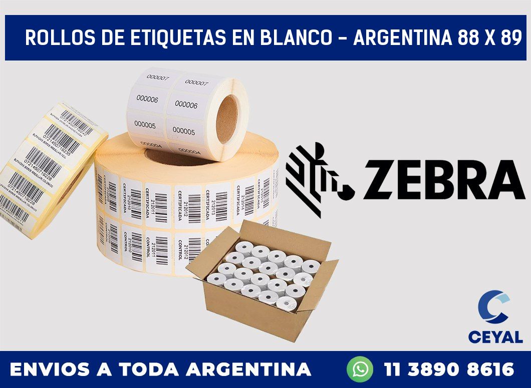 Rollos de etiquetas en blanco – Argentina 88 x 89