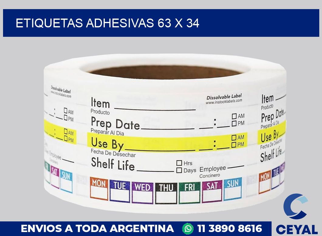 etiquetas adhesivas 63 x 34