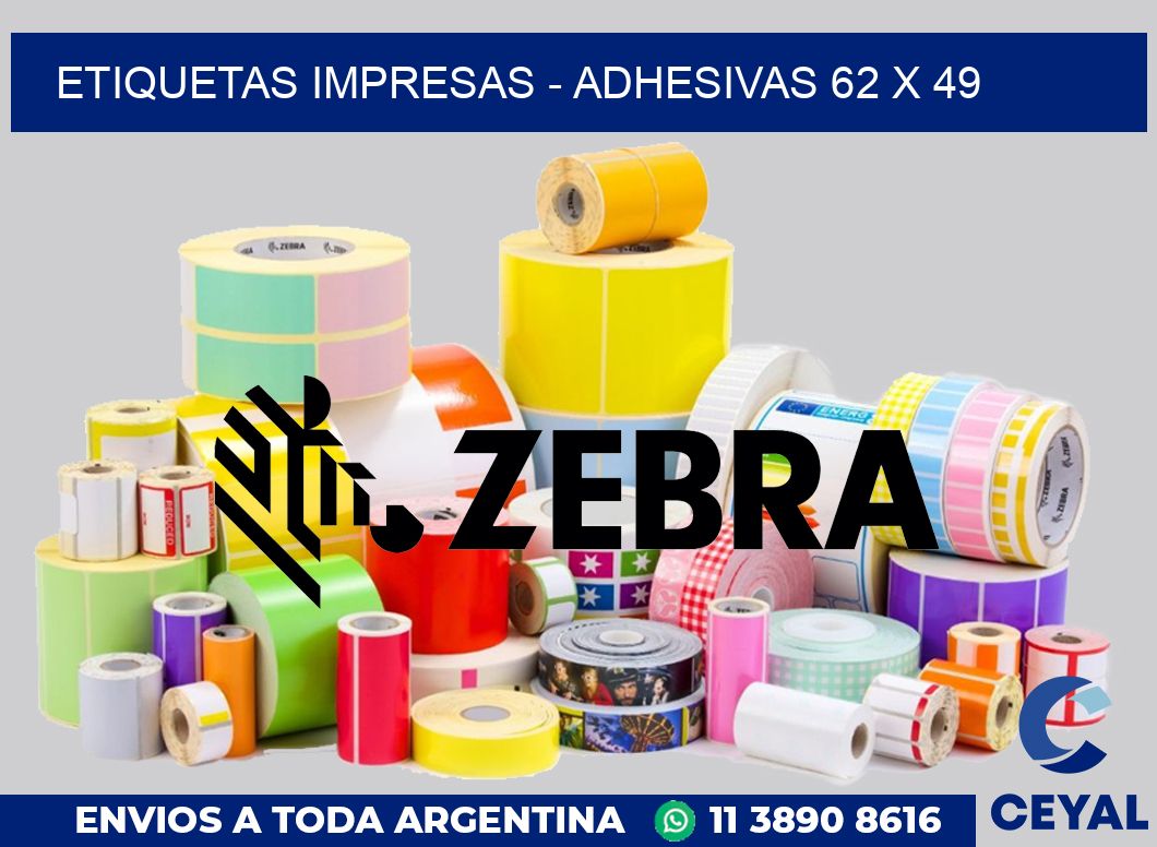 etiquetas impresas - Adhesivas 62 x 49