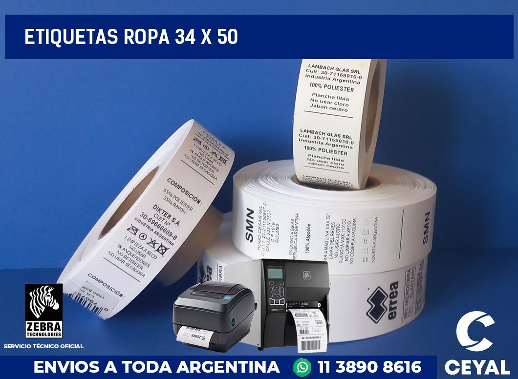 etiquetas ropa 34 x 50