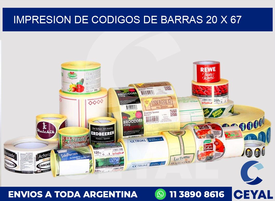 impresion de codigos de barras 20 x 67
