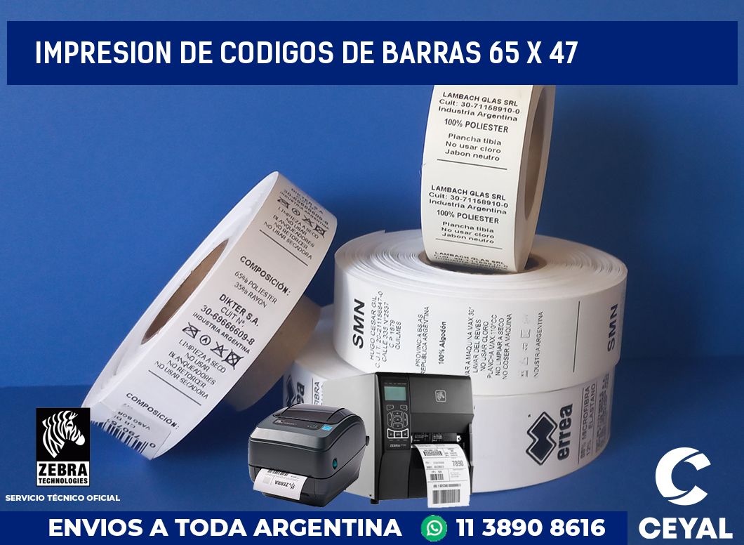 impresion de codigos de barras 65 x 47