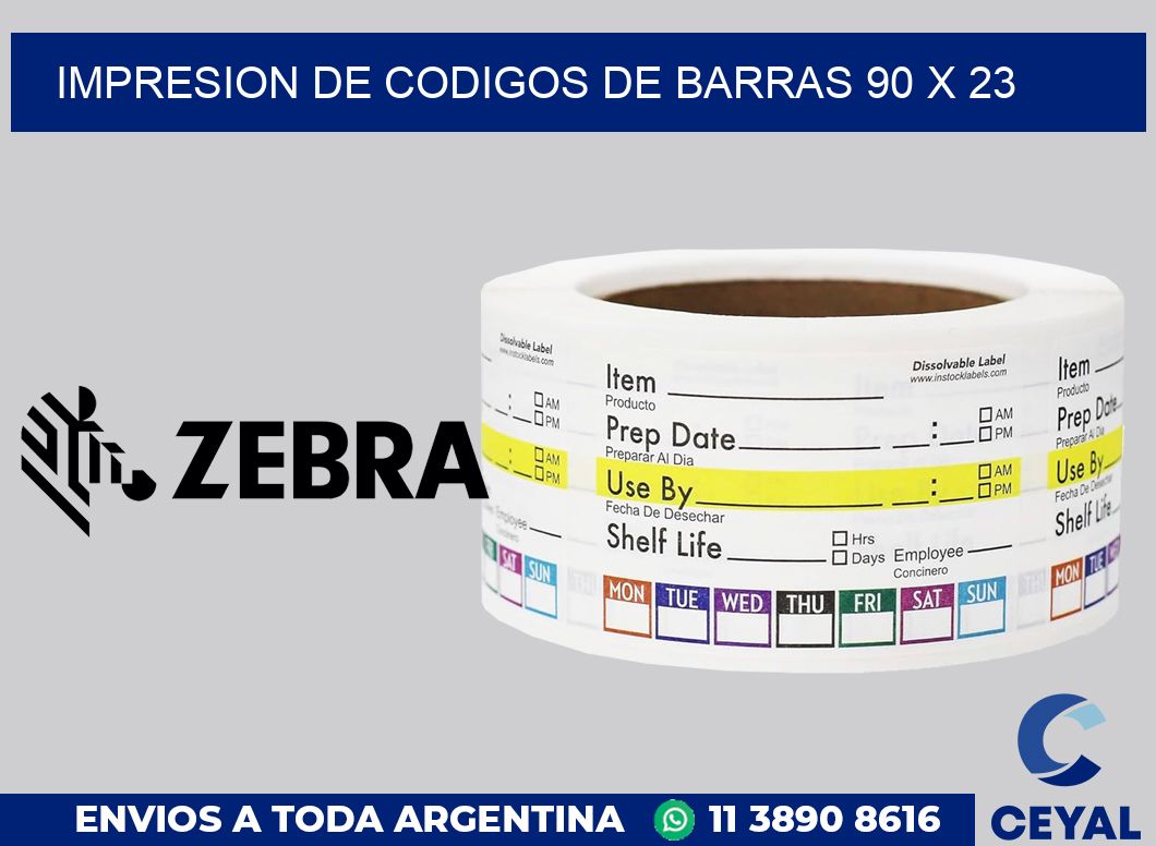 impresion de codigos de barras 90 x 23