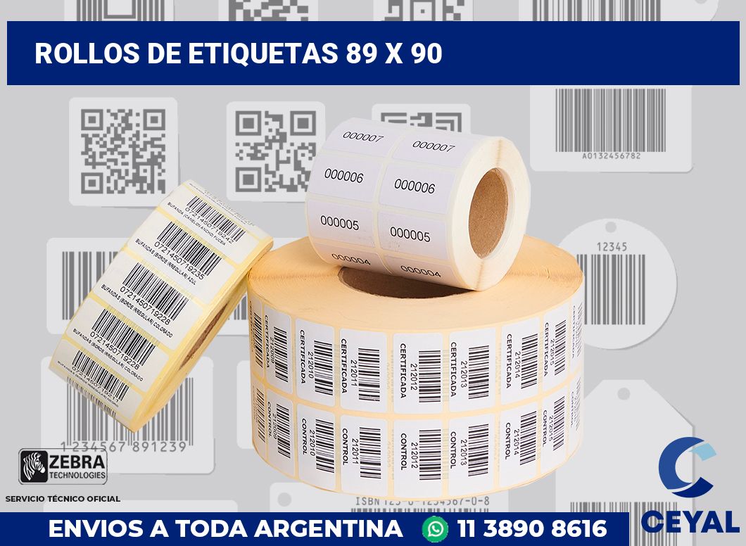 rollos de etiquetas 89 x 90