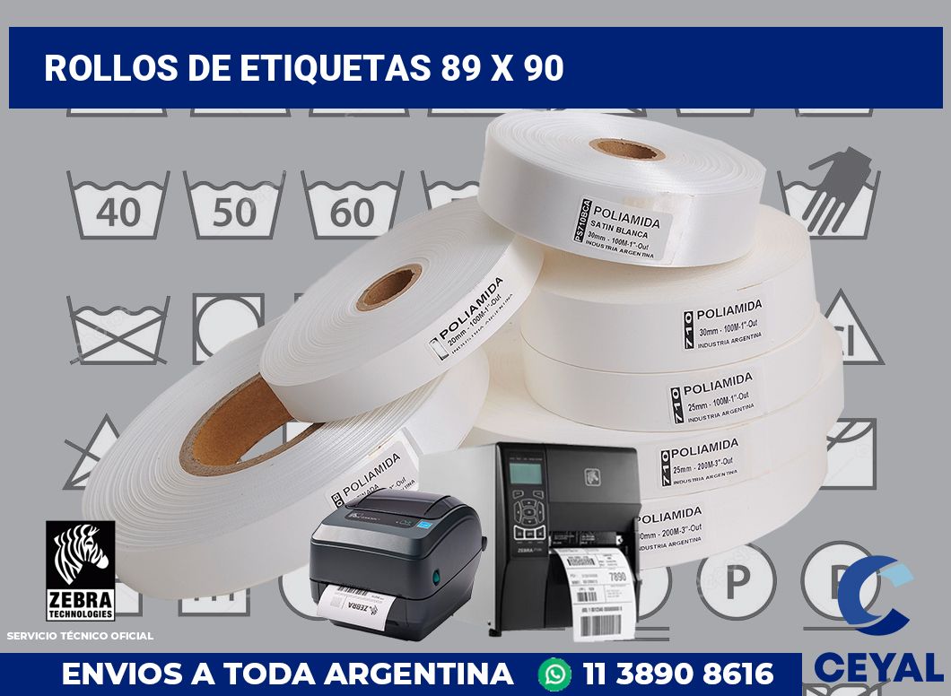 rollos de etiquetas 89 x 90