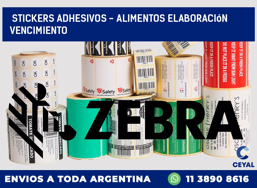 stickers adhesivos – alimentos elaboración vencimiento