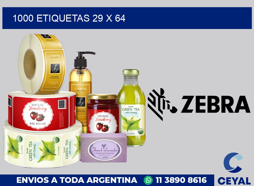 1000 etiquetas 29 x 64