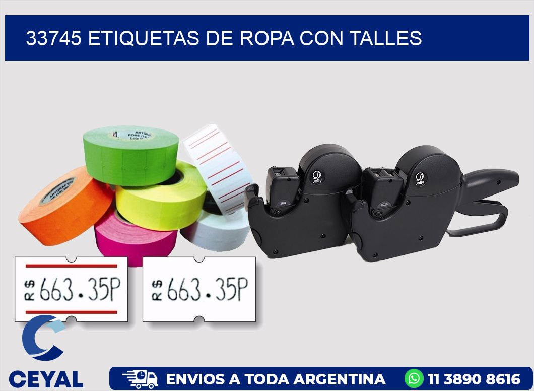 33745 Etiquetas de ropa con Talles