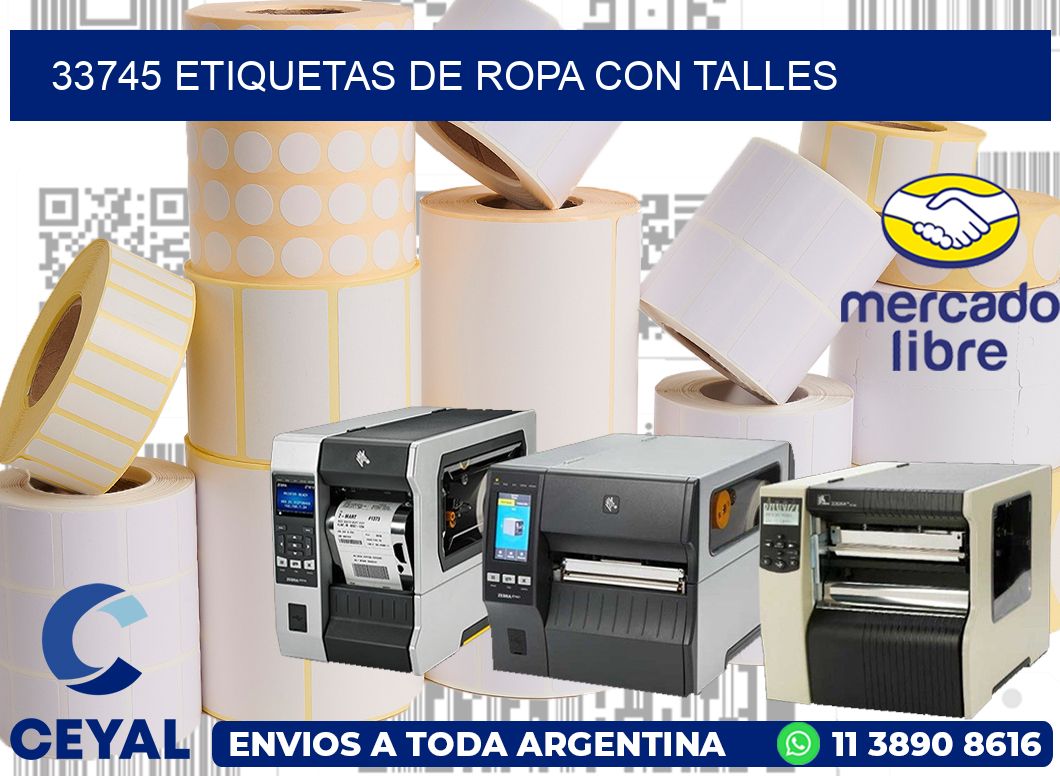 33745 Etiquetas de ropa con Talles