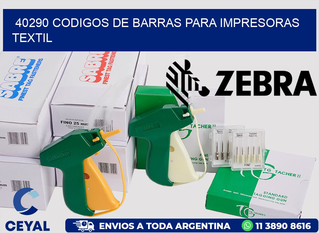 40290 codigos de barras para impresoras textil