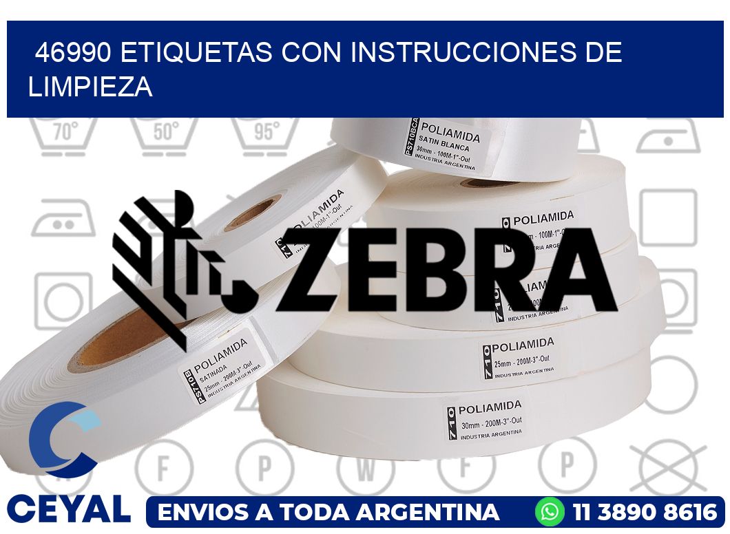 46990 Etiquetas con instrucciones de Limpieza