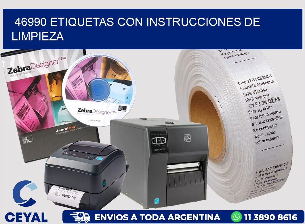 46990 Etiquetas con instrucciones de Limpieza