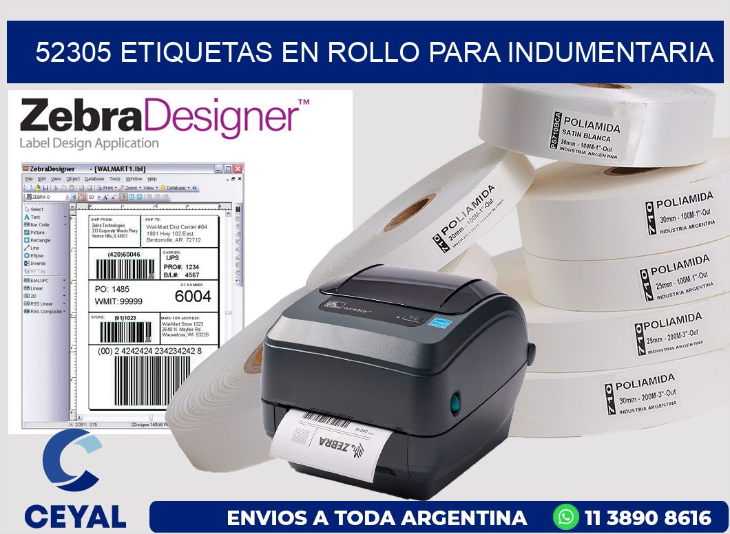 52305 Etiquetas en rollo para indumentaria