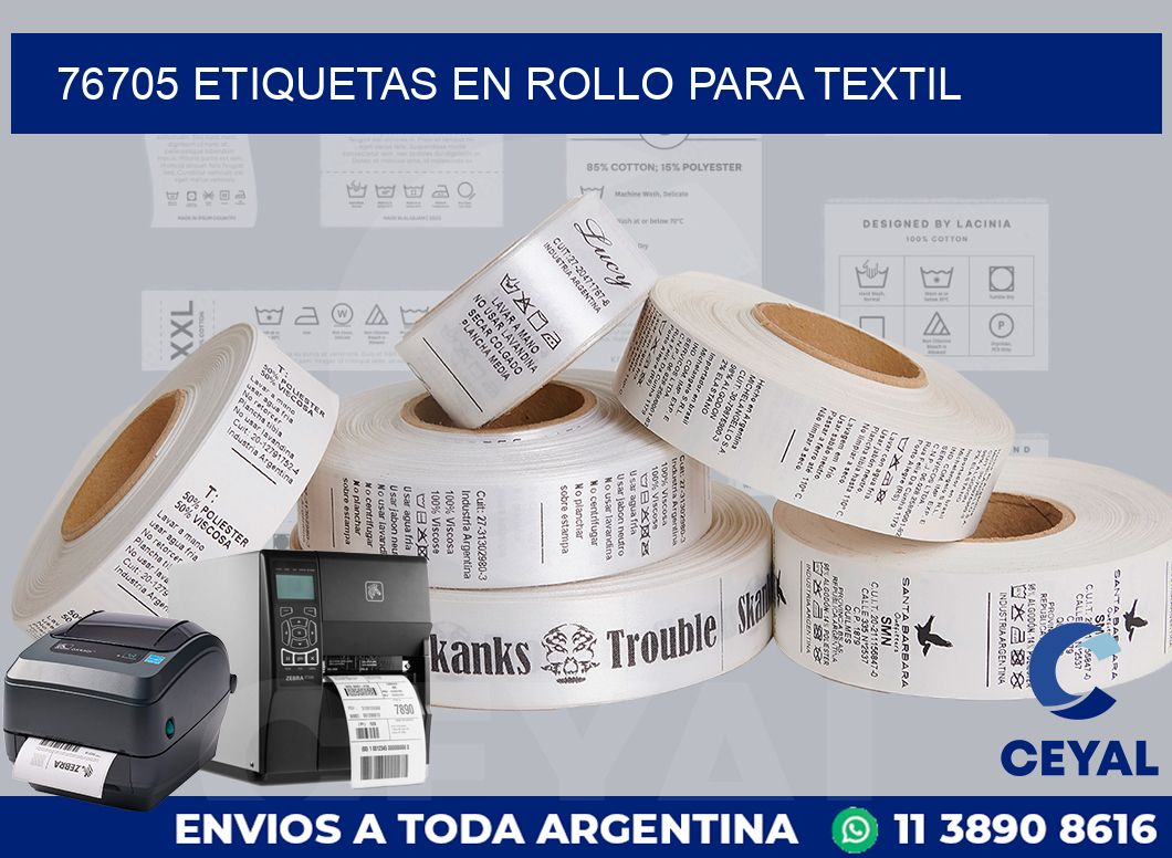 76705 etiquetas en rollo para textil