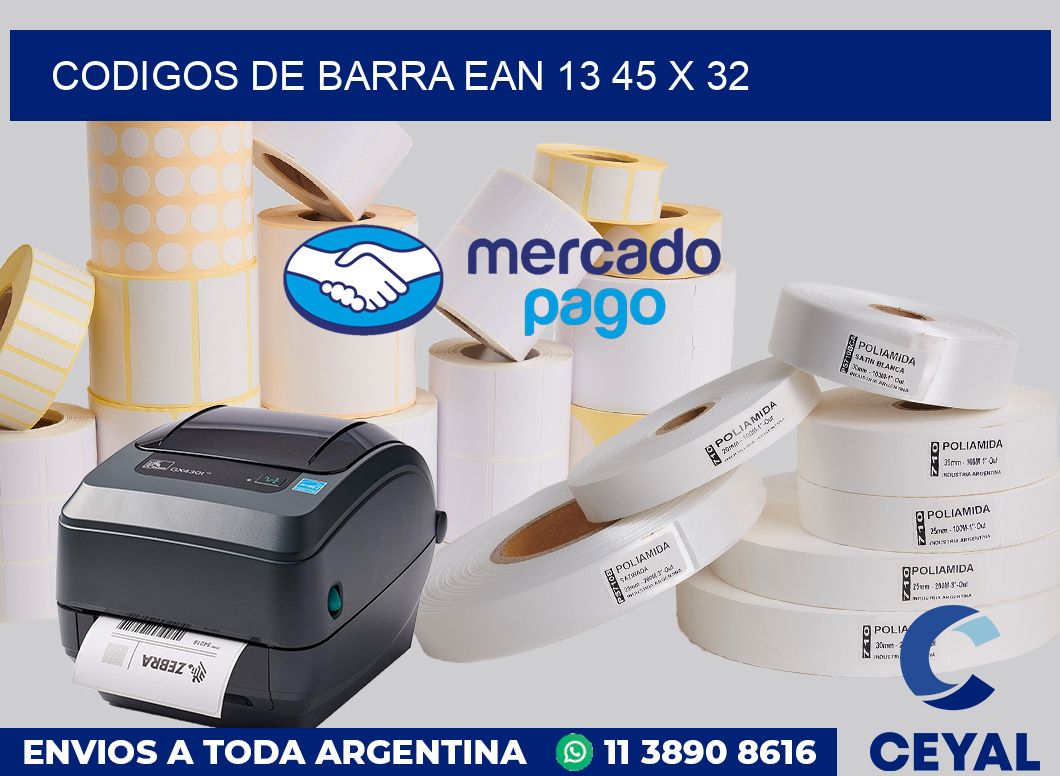 Codigos de barra EAN 13 45 x 32