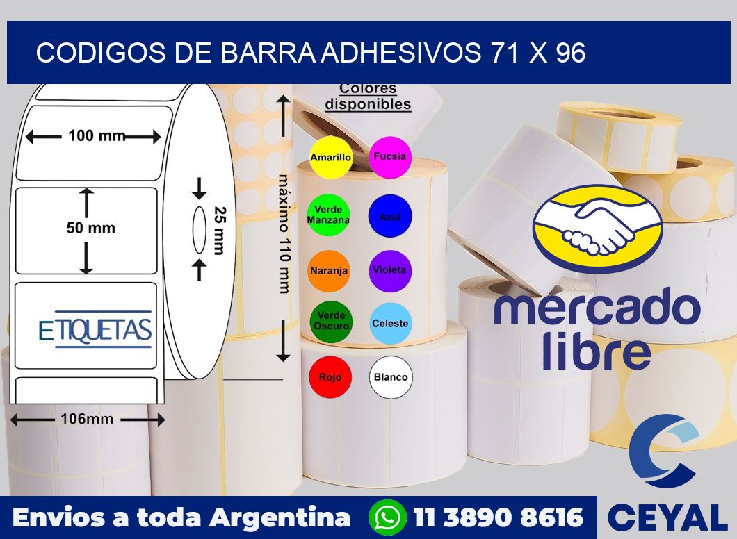 Codigos de barra adhesivos 71 x 96