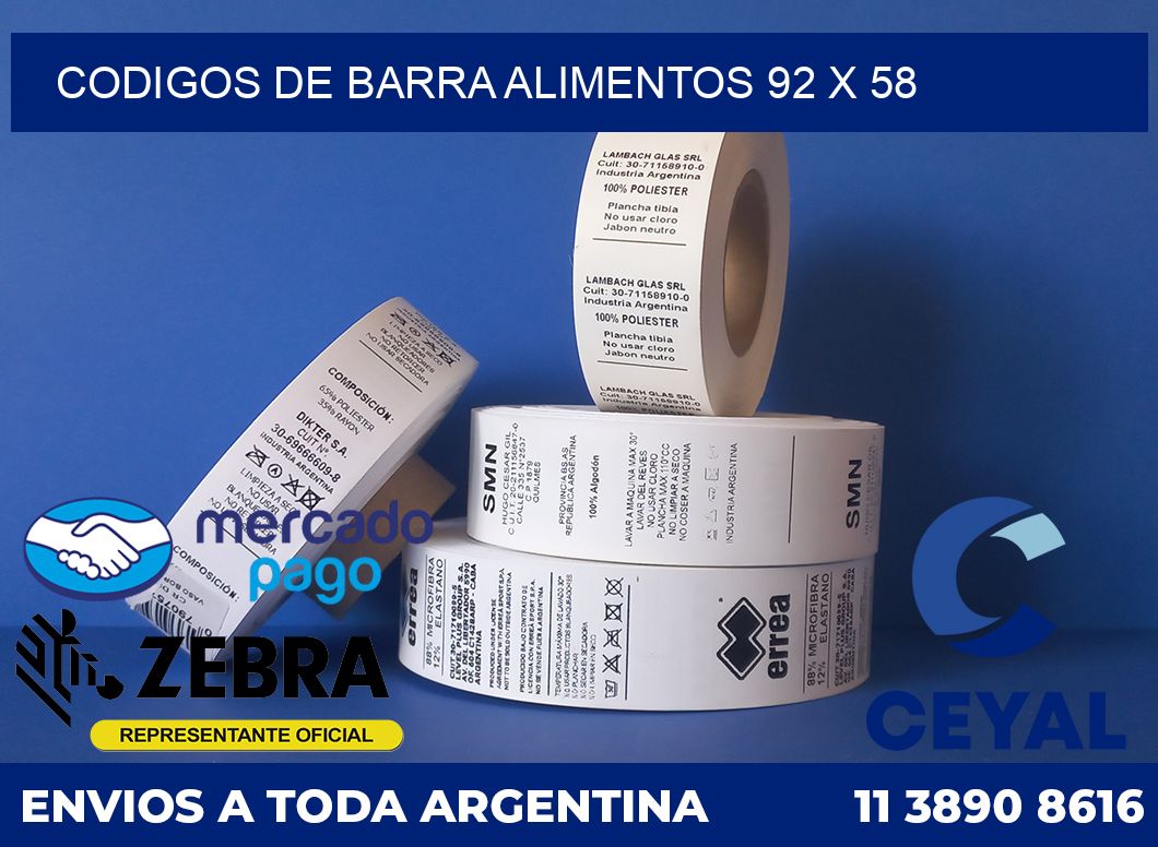 Codigos de barra alimentos 92 x 58