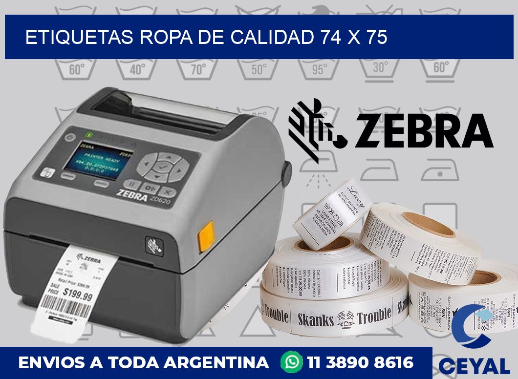Etiquetas ropa de calidad 74 x 75