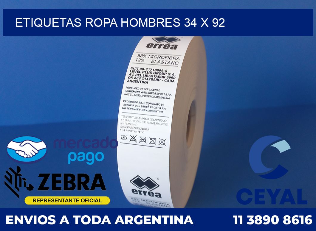 Etiquetas ropa hombres 34 x 92
