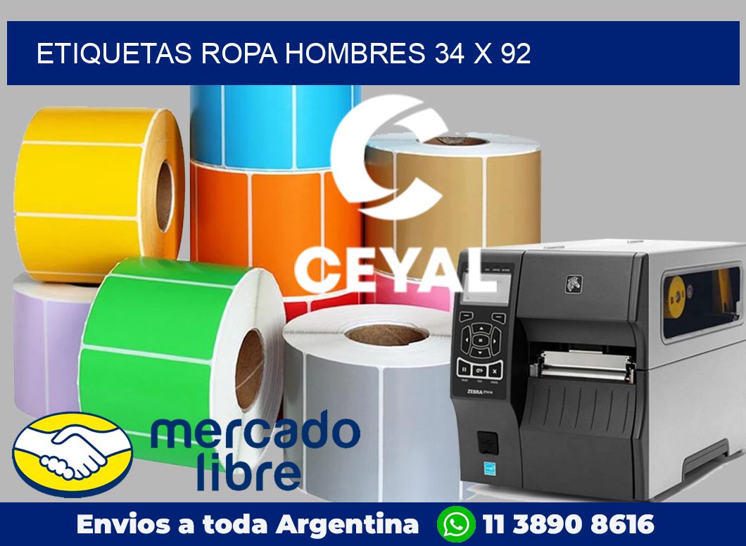 Etiquetas ropa hombres 34 x 92