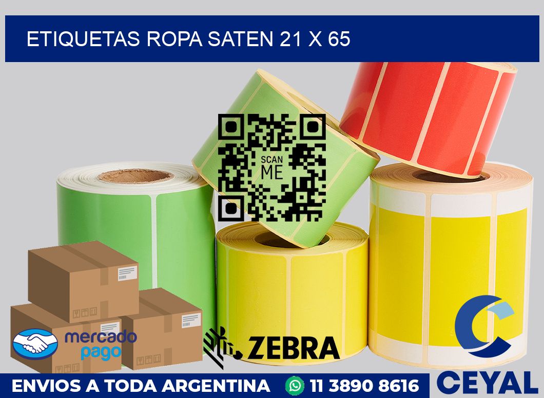 Etiquetas ropa saten 21 x 65