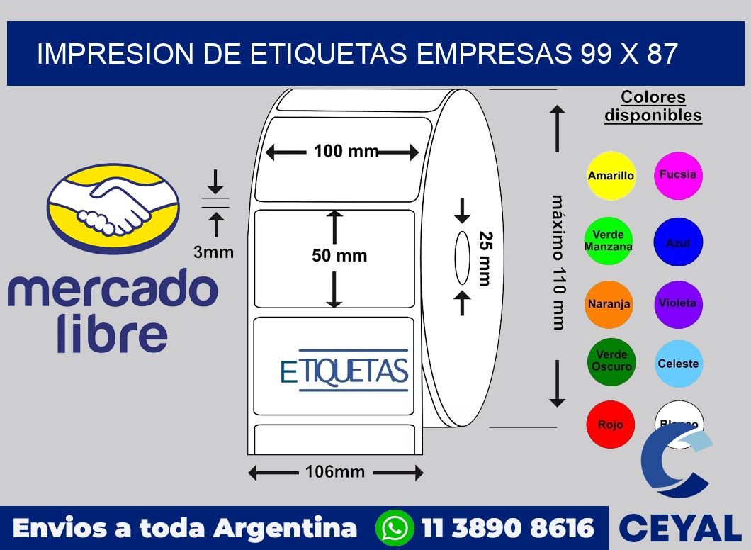 Impresion de etiquetas empresas 99 x 87