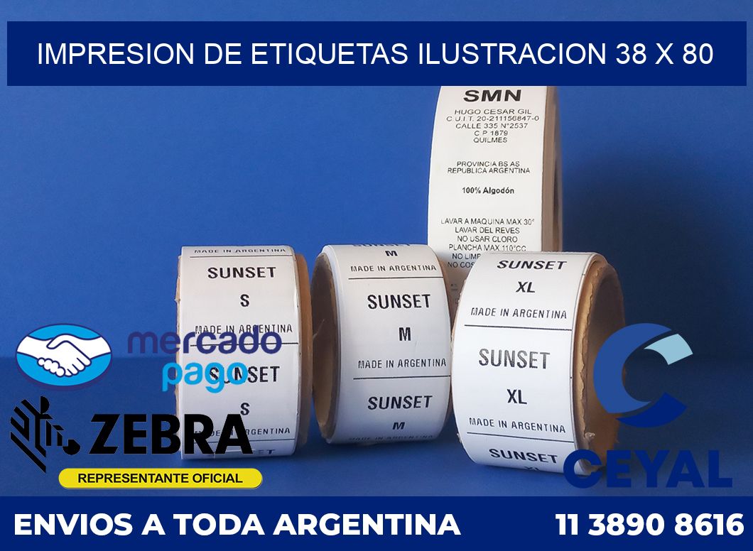Impresion de etiquetas ilustracion 38 x 80