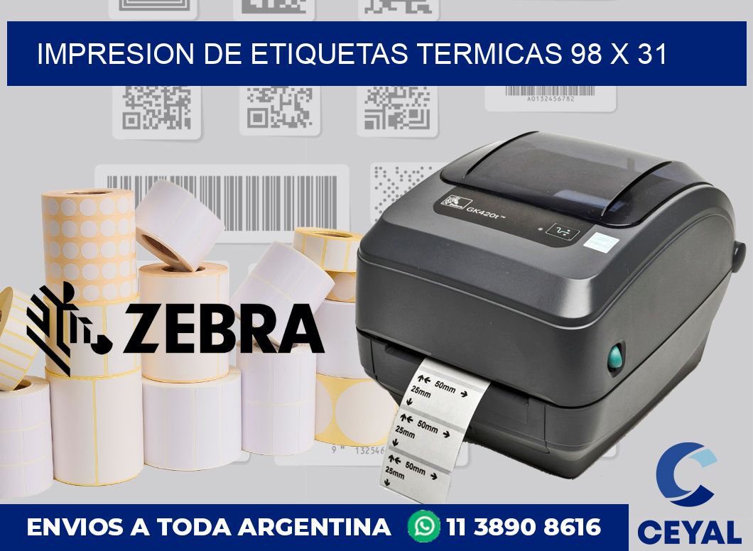 Impresion de etiquetas termicas 98 x 31