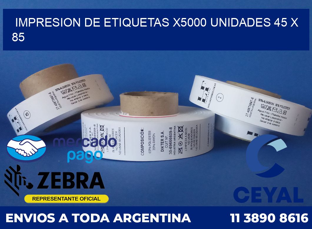 Impresion de etiquetas x5000 unidades 45 x 85