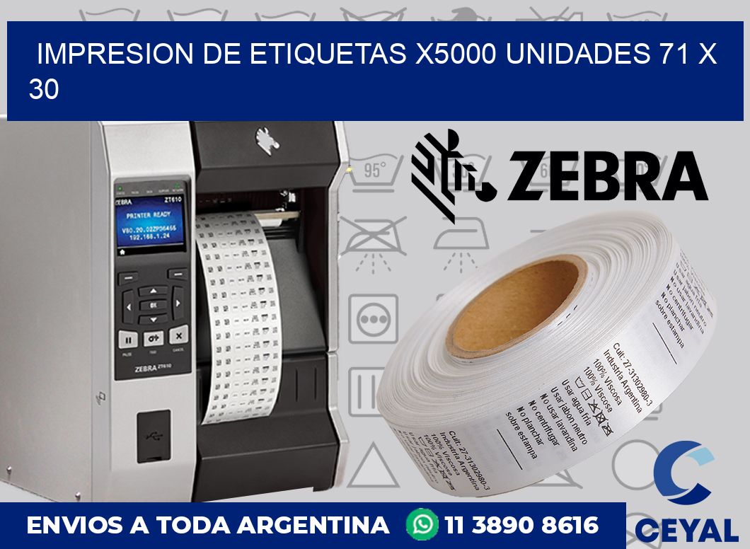 Impresion de etiquetas x5000 unidades 71 x 30
