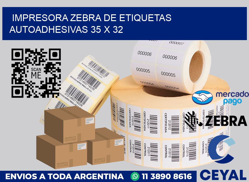Impresora Zebra de etiquetas autoadhesivas 35 x 32
