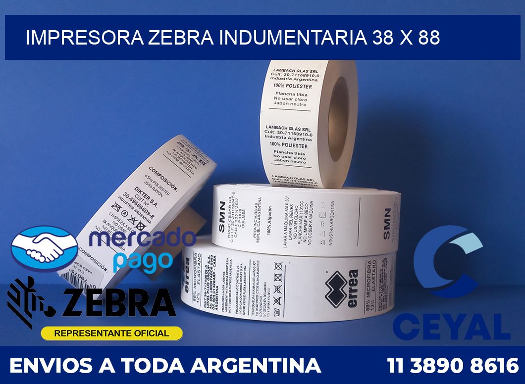 Impresora Zebra indumentaria 38 x 88