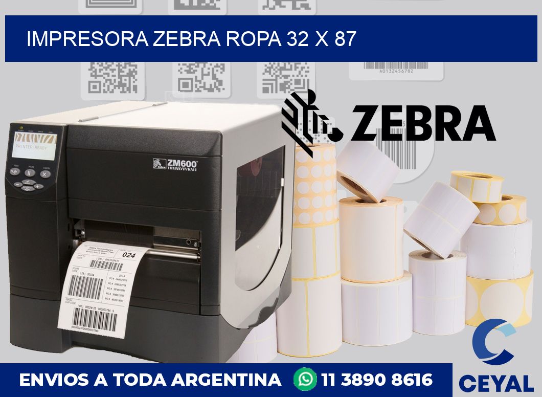 Impresora Zebra ropa 32 x 87