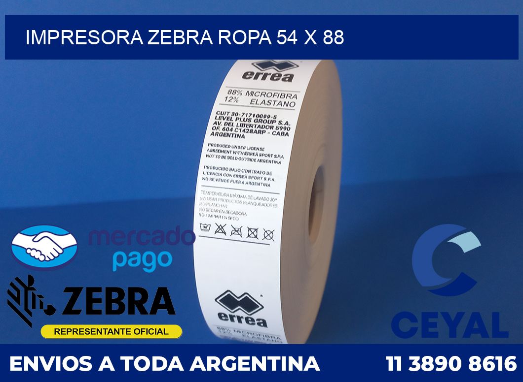 Impresora Zebra ropa 54 x 88