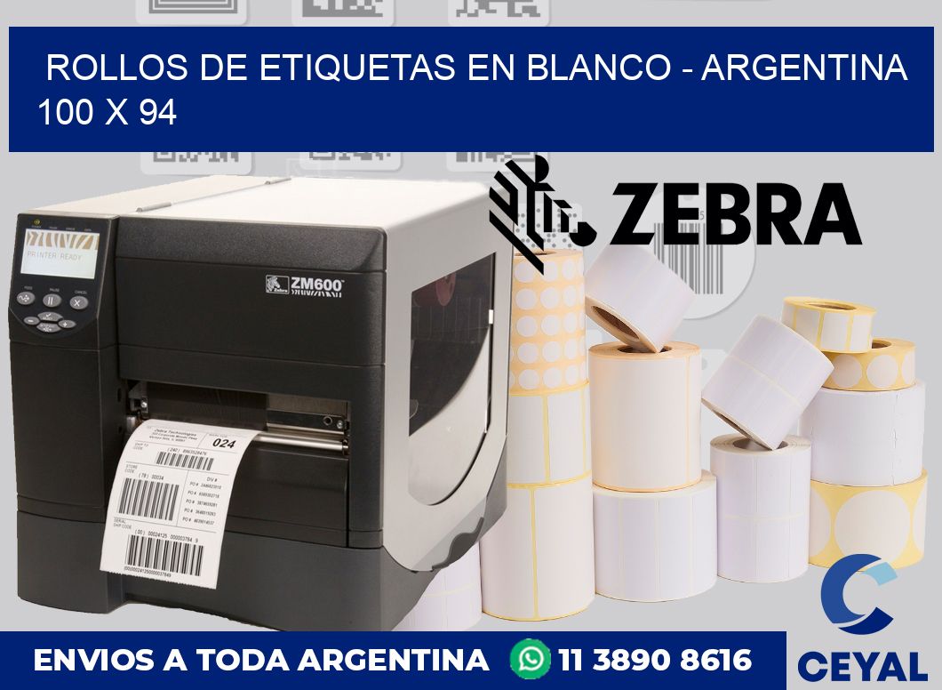 Rollos de etiquetas en blanco – Argentina 100 x 94