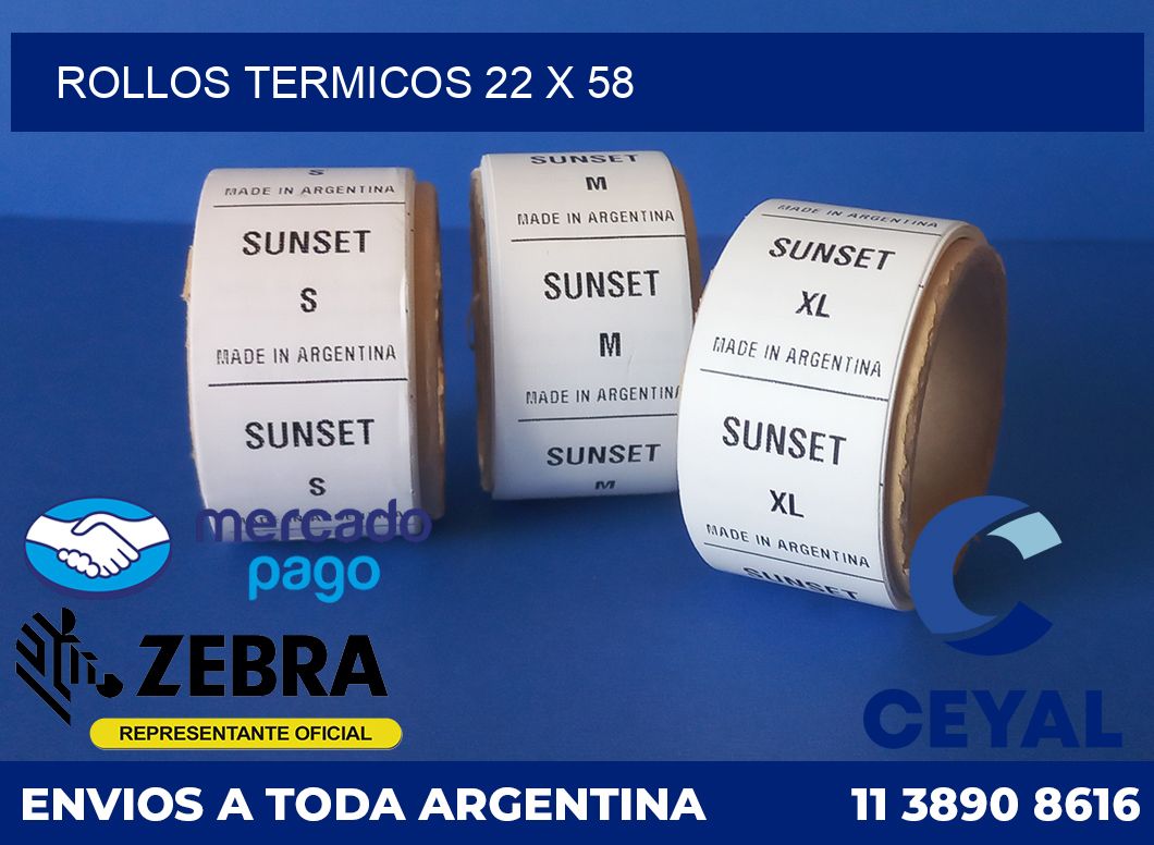 Rollos termicos 22 x 58