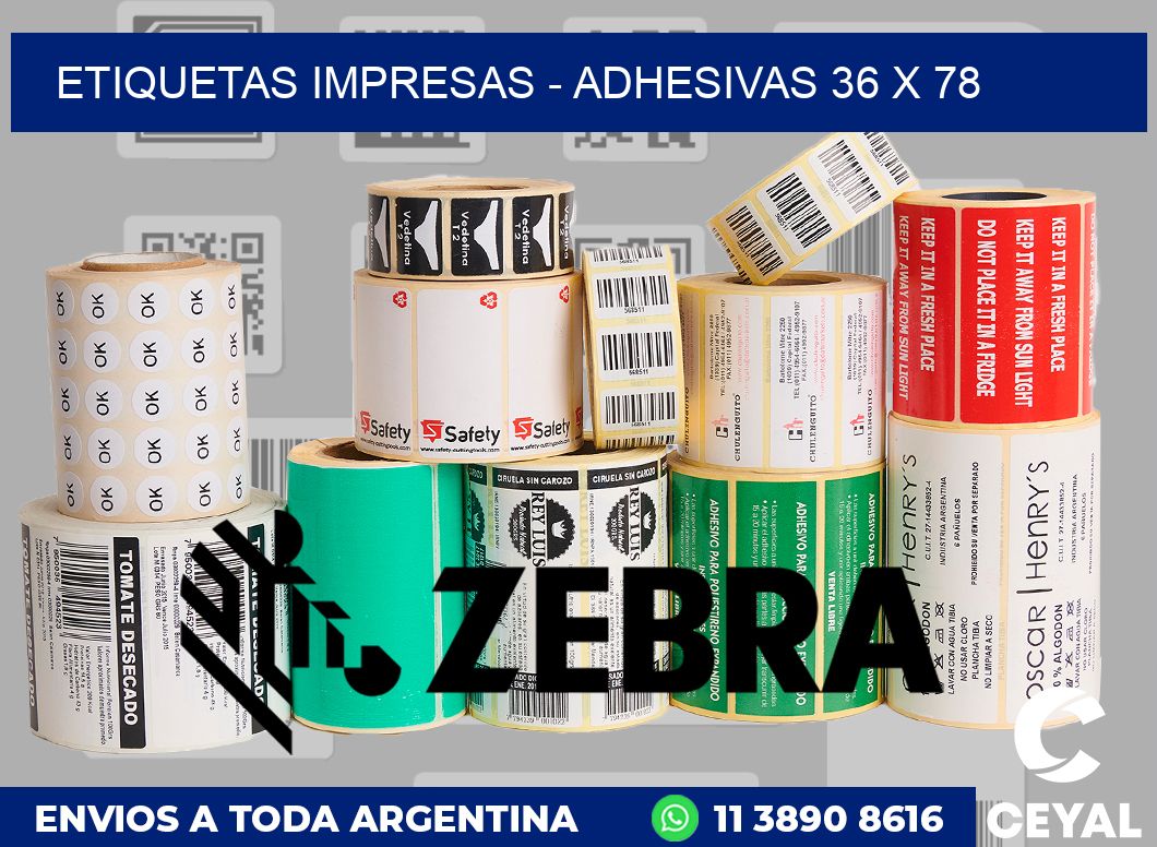 etiquetas impresas - Adhesivas 36 x 78