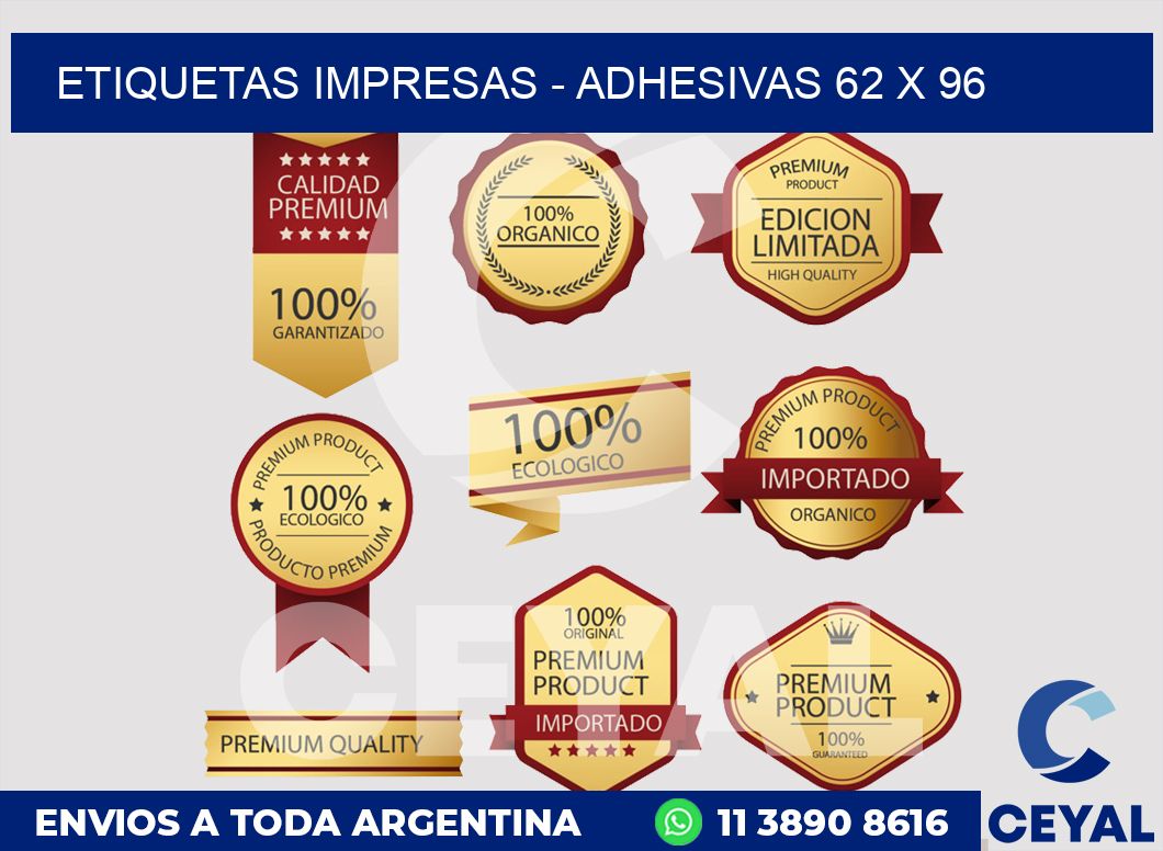 etiquetas impresas - Adhesivas 62 x 96