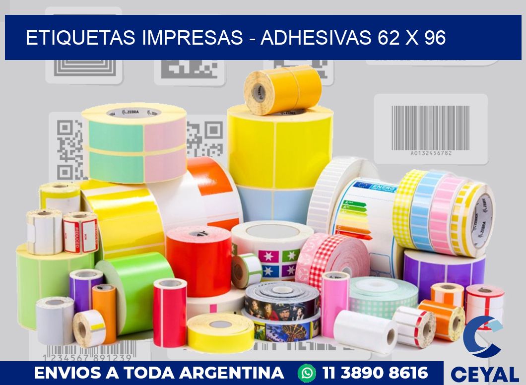 etiquetas impresas – Adhesivas 62 x 96