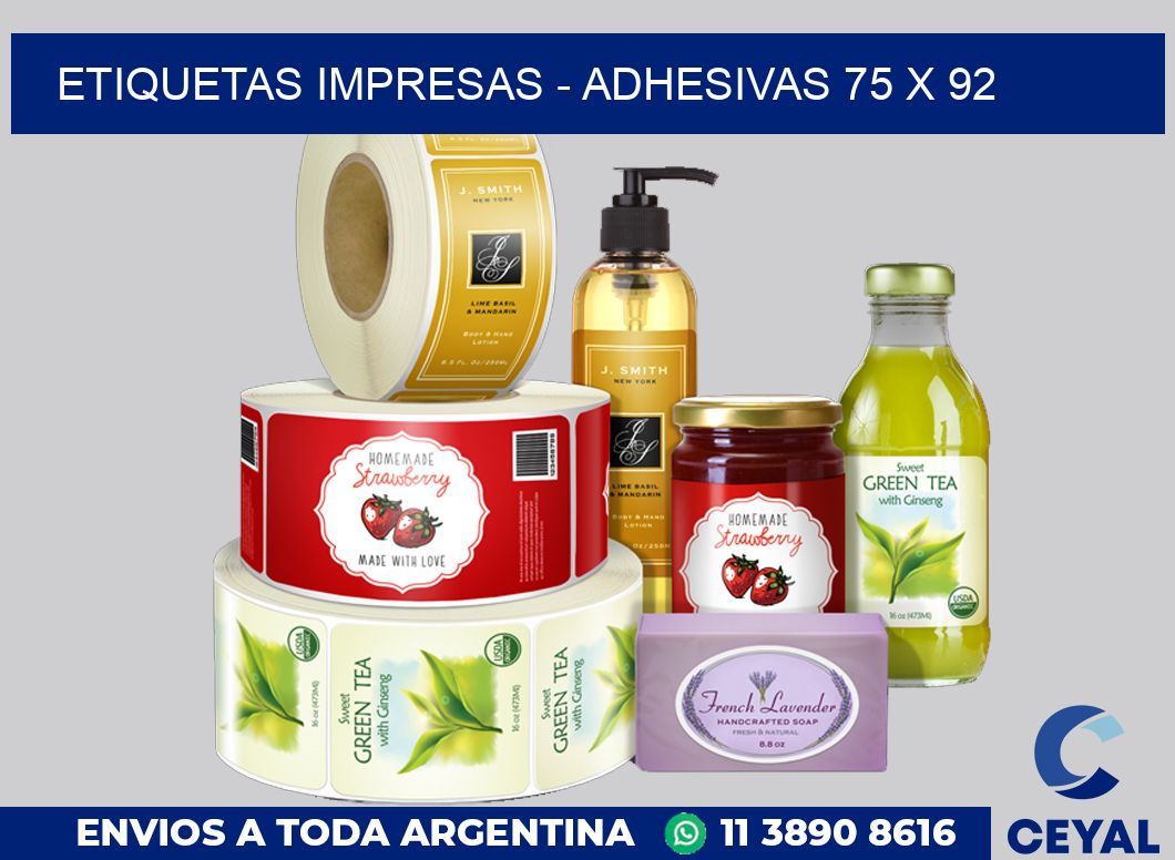 etiquetas impresas – Adhesivas 75 x 92