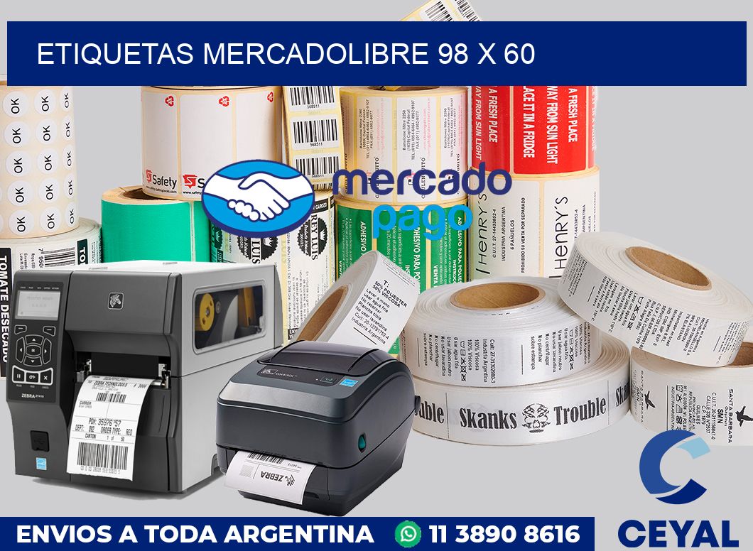 etiquetas mercadolibre 98 x 60